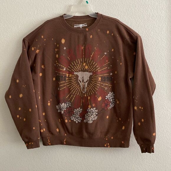 BROOKS & DUNN Women’s Graphic Bleach Washed Fleece Lined Oversized Pullover XL - Picture 1 of 5